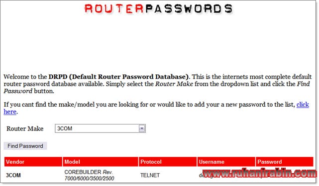 Routerpasswords Find Default Passwords for Routers