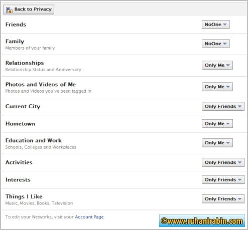 Facebook Privacy Using List Tips Example