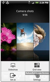 HTC Desire Photo Albums Filmstrip View