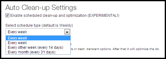 WP-Optimize Auto Cleanup Schedules