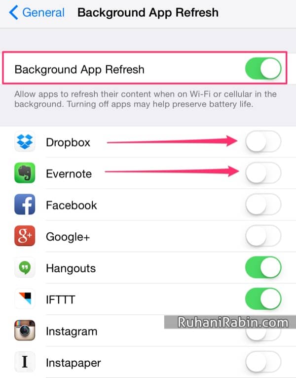iOS 8 iPhone 6 Selective Background App Refresh