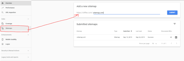 type the URL where your file is located (sitemap.xml if you did the previous step) 
