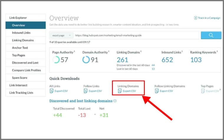 Moz link explorer