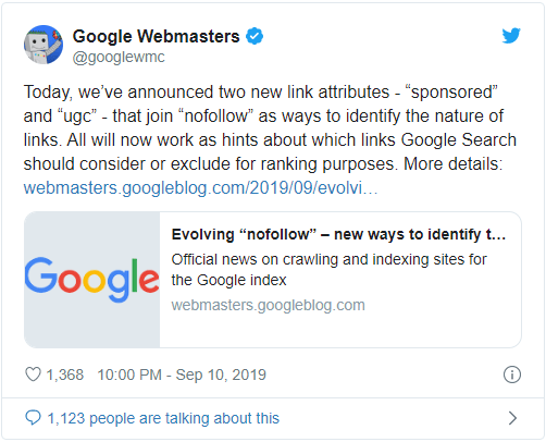 Google Changes the way they track nofollow