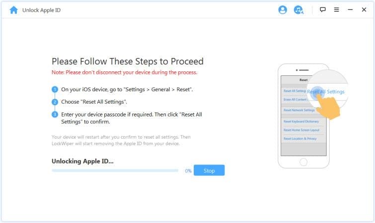 follow the instructions to remove apple id of locked iPad
