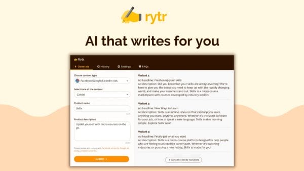 RYTR AI That Writes for You Resources Lifetime Deals and Premium Business Tools Collection
