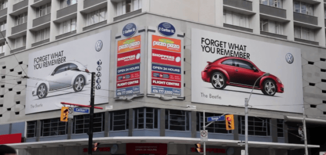 VW launched AR-interfaced billboards around Vancouver and Toronto, Canada. Using unique 3D graphic overlays