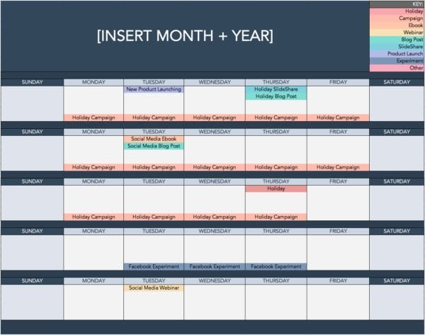 Social Media Content Calendar (HubSpot)