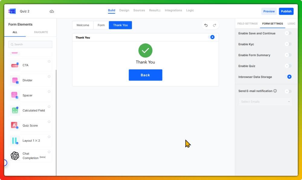 Quiz Editor Screen