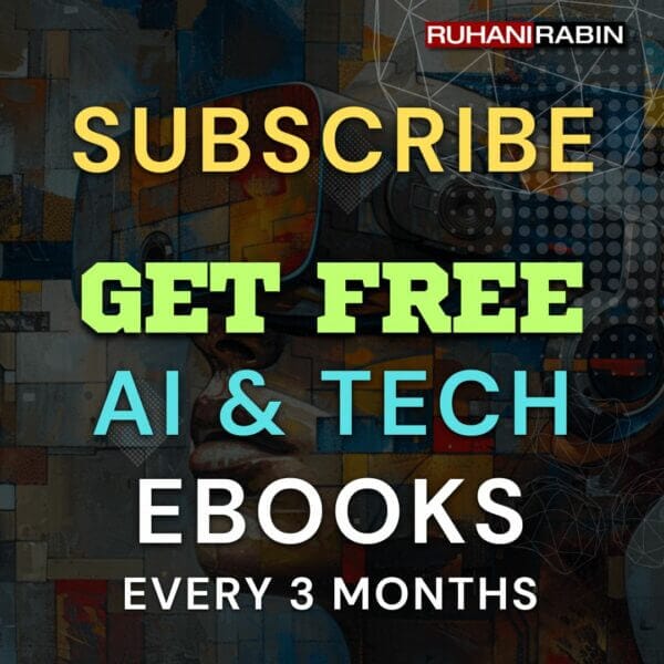 Sign up for our newsletter and get free tech and AI themed ebooks every three months as part of the deal. This includes a special image promoting the offer.
