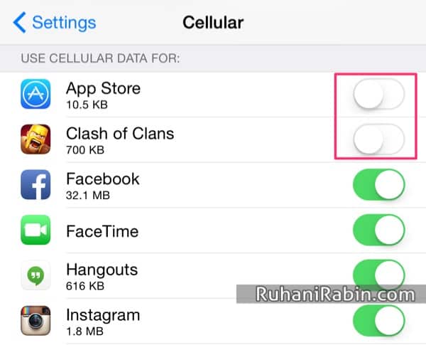 iOS 8 iPhone 6 Turn of Cellular Data for Some Apps