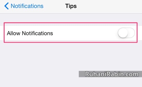 iOS 8 iPhone 6 Selected Push Notifications