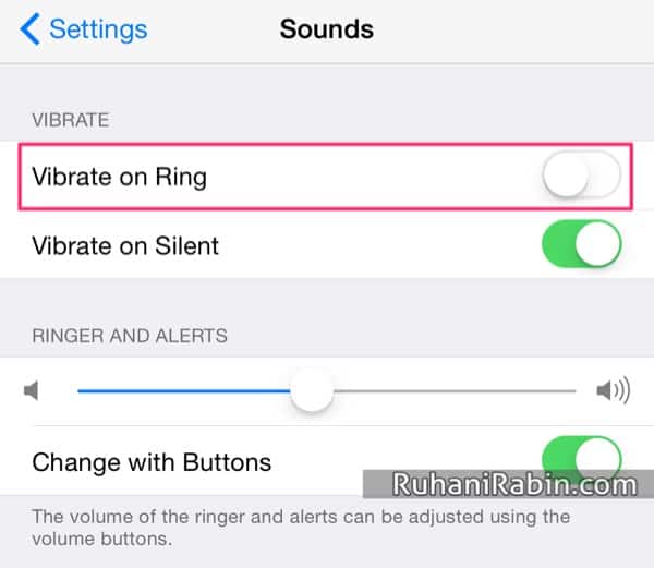 iOS 8 iPhone 6 Vibrate Off