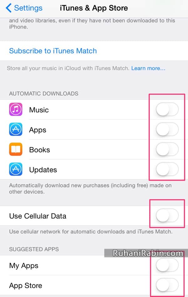 iOS 8 iPhone 6 iTunes and AppStore Settings
