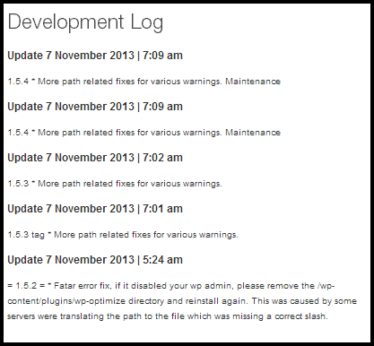 WP-Optimize Development Log