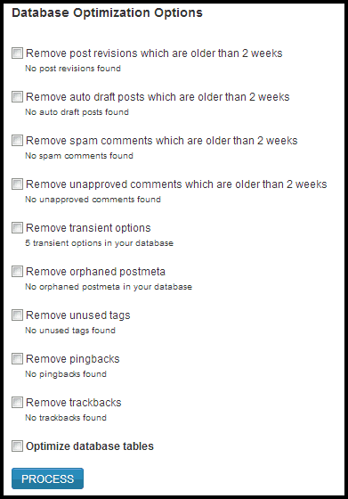 WP-Optimize Optimizer Options