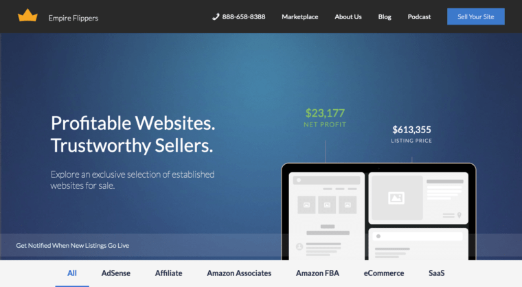 Established Websites for Sale on the Empire Marketplace