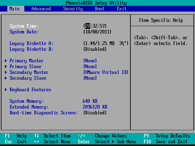 A screenshot shows a menu from the PhoenixBIOS setup utility. This menu lets you adjust settings such as the system time, date, floppy disk drive options, primary and secondary master and slave drives, keyboard settings, and information about system and extended memory. There are also instructions at the bottom that explain how to effectively remove a Windows password.