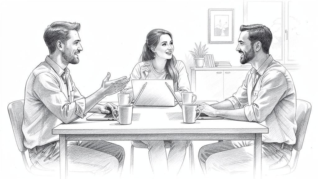 Development team collaborating on SaaS project