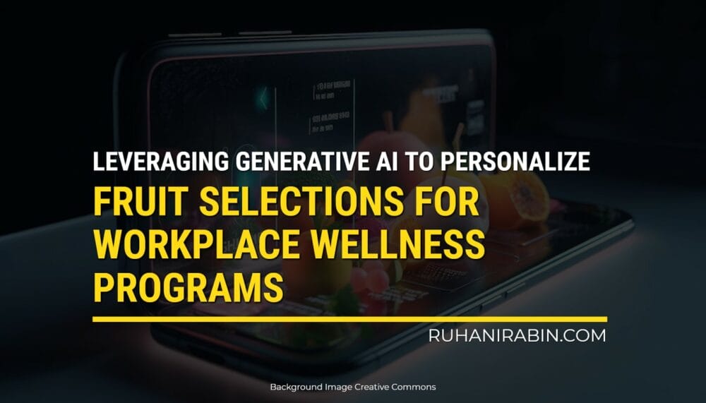 Smartphone displaying an application about personalized fruit selections for workplace wellness programs. Image