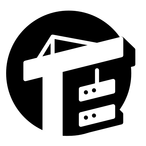 A black and white logo shows a letter T joined with a letter F inside a circle.