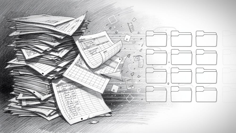 Document processing and data organization illustration
