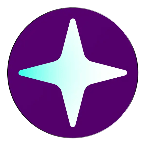 Purple circle with a glowing four-pointed star